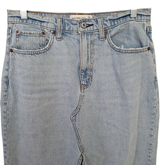Abercrombie & Fitch High Rise Denim Midi Skirt Size 28/6 Light Wash 90s Y2K - Picture 4 of 8